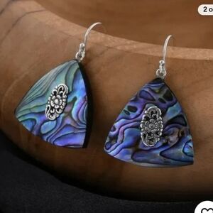 🆕️Abalone Shell Dangle Pierced Earrings In 925 Sterling Silver